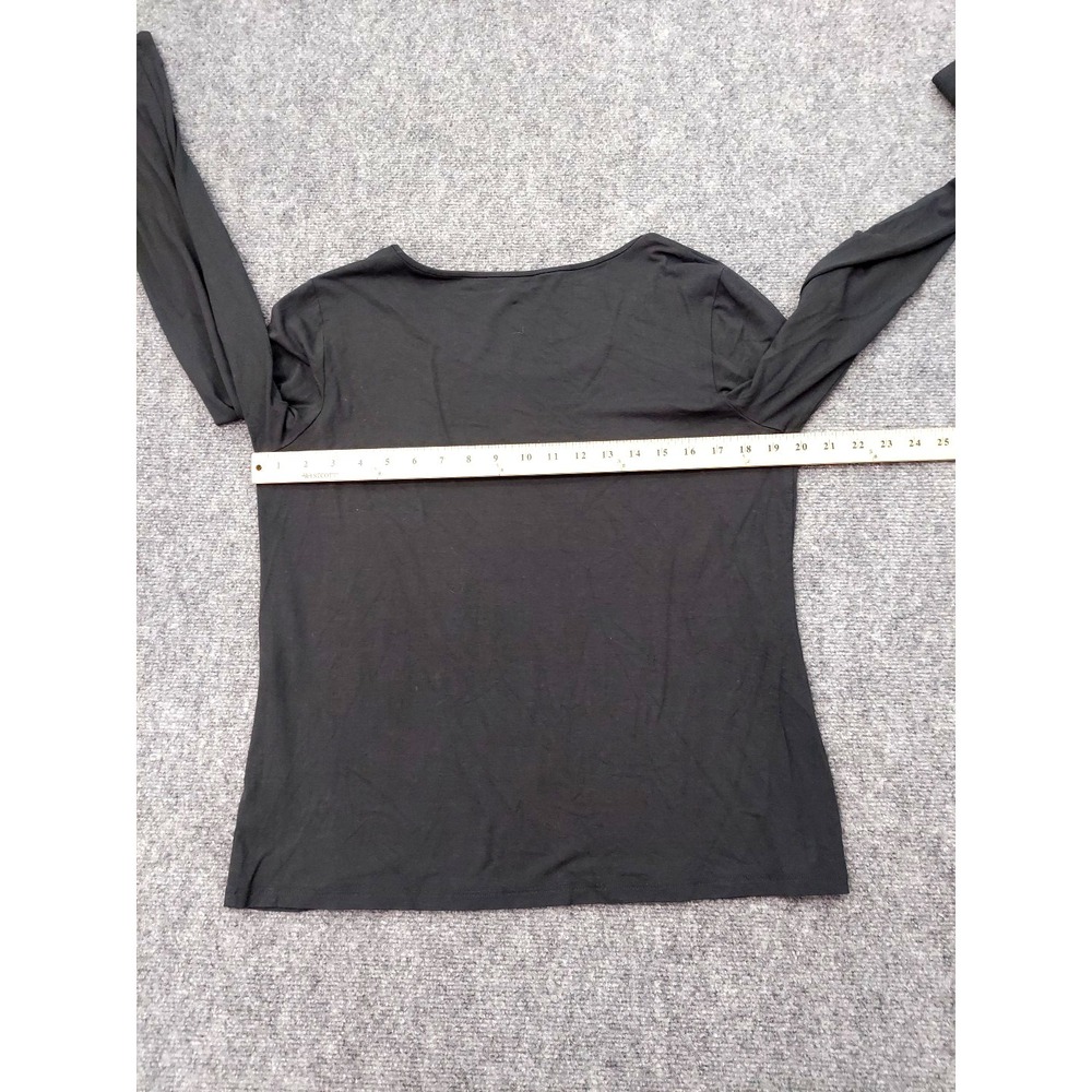 Eileen Fisher Top Large Black Long Sleeve Round Neck Stretch Minimalist - Picture 7 of 9